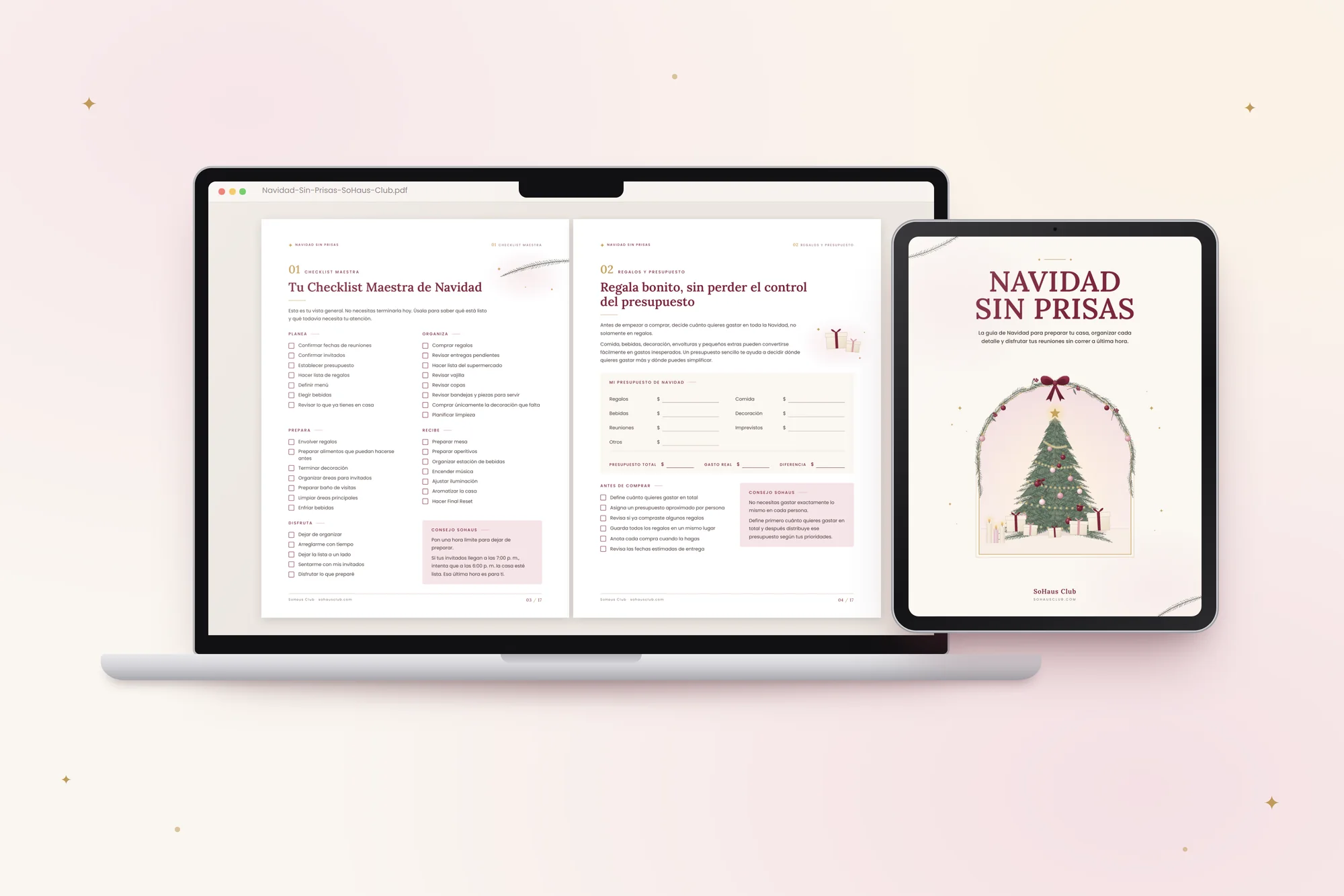 Guía digital Navidad Sin Prisas de SoHaus Club en MacBook y iPad